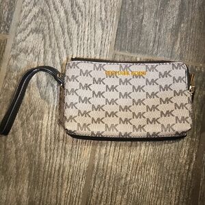 Michael Kors Gray and Black Monogram Wristlet